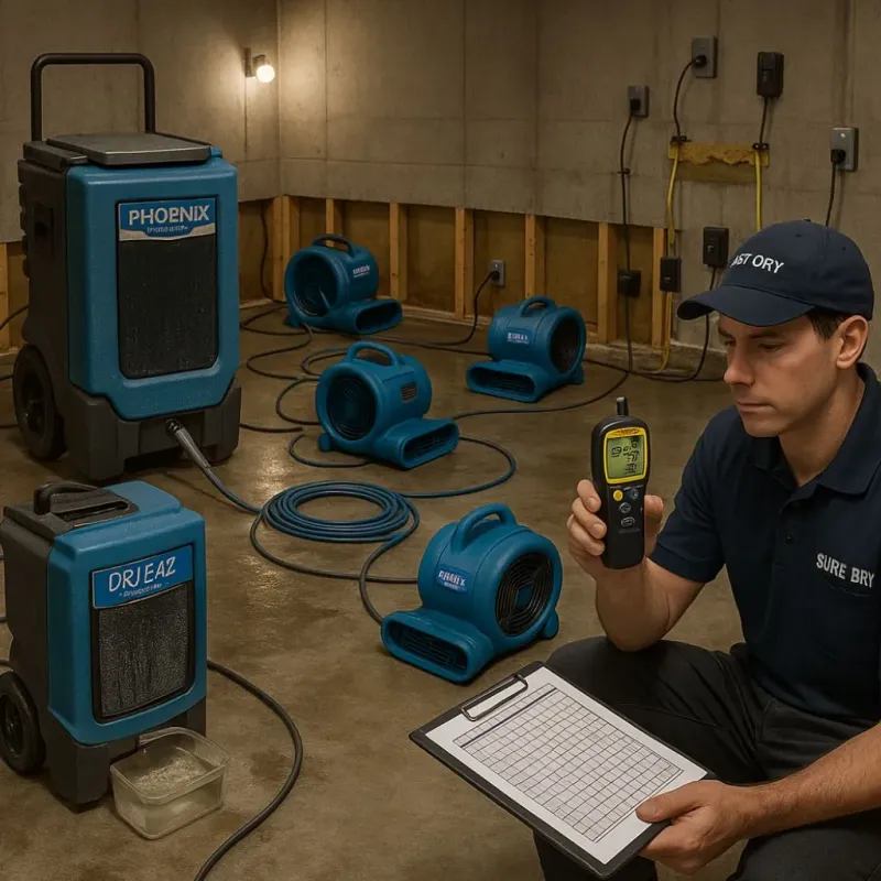 Structural Drying and Dehumidification process in Reiffton, PA